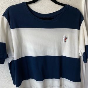 RVCA Navy and White Striped Crop Top